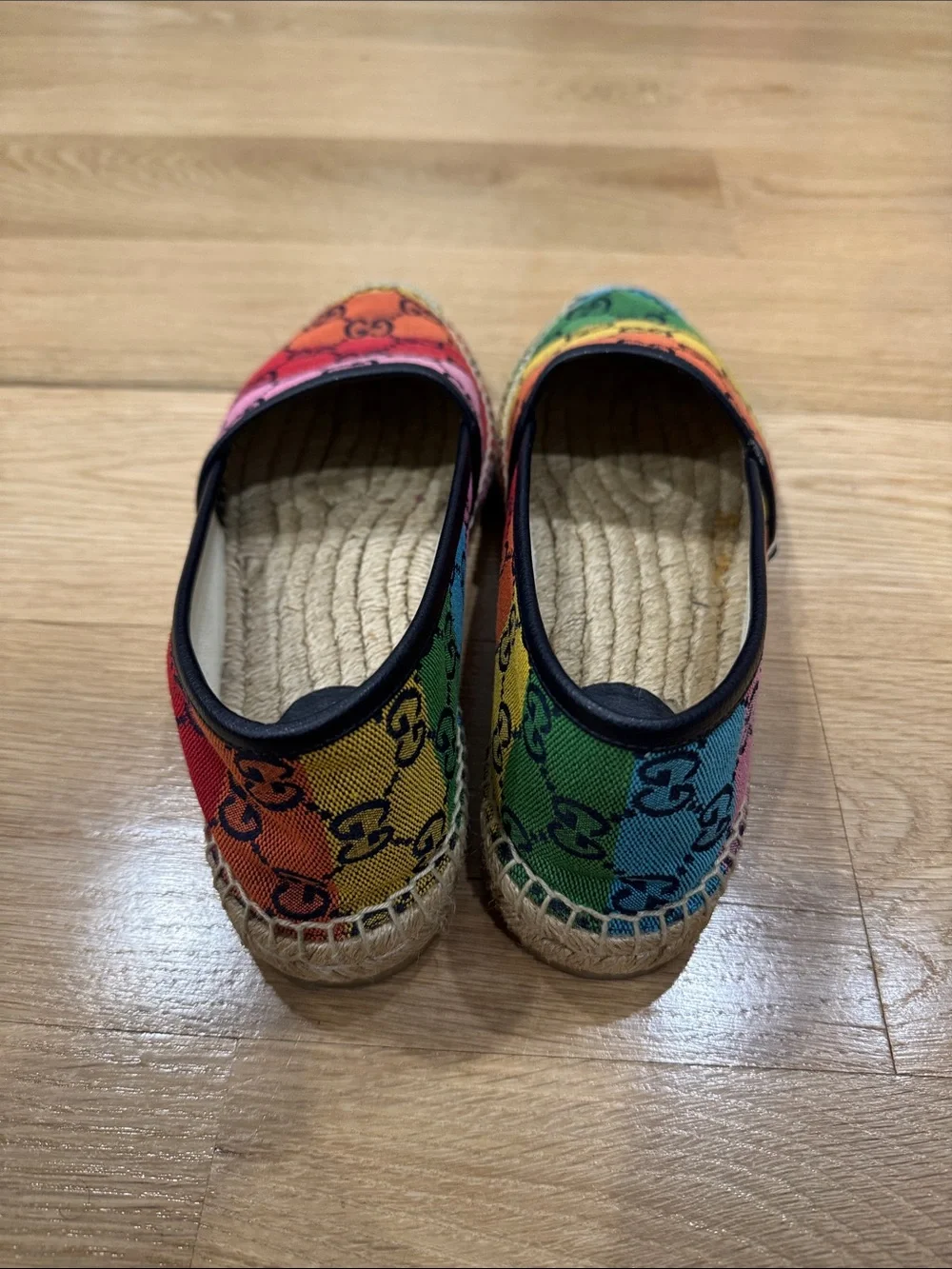 Gucci Multicolor Rainbow GG Canvas Espadrilles - Picture 3 of 8